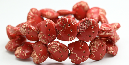 Hello Kitty Beads, Opaque Red Copper Lined (1918-93200-54200), Glass, Czech Republic ~ STRANDED