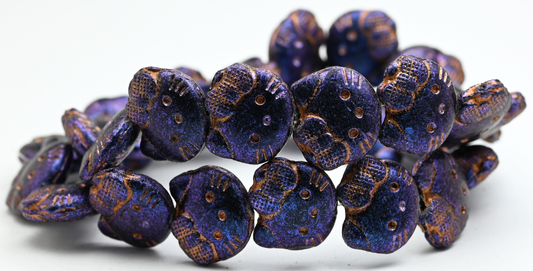 Hello Kitty Beads, Black Blue Iridiscent Copper Lined (1918-23980-86966-54200), Glass, Czech Republic ~ STRANDED