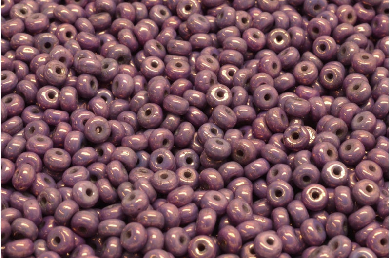 Rondelle Druck Beads, White Purple (02010-15726), Glass, Czech Republic