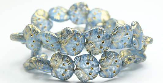 清仓 10克 凯蒂猫珠子，19 x 18毫米，水晶 43612 金色衬里 (00030-43612-54202)，玻璃，捷克共和国