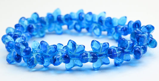 Simple Butterfly Pressed Glass Beads, 606003 Light Blue Lined (2012-606003-54308), Glass, Czech Republic ~ STRANDED