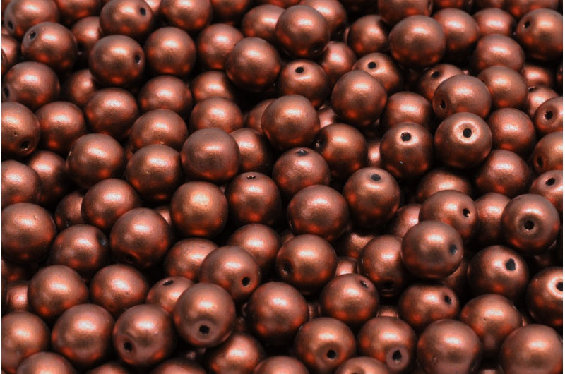 Round Druck Beads, Crystal Copper Matt (00030-01750), Glass, Czech Republic