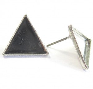 Titanium Stud Earring Findings with a bowl (bed) approx. 15 mm, shank in the corner
