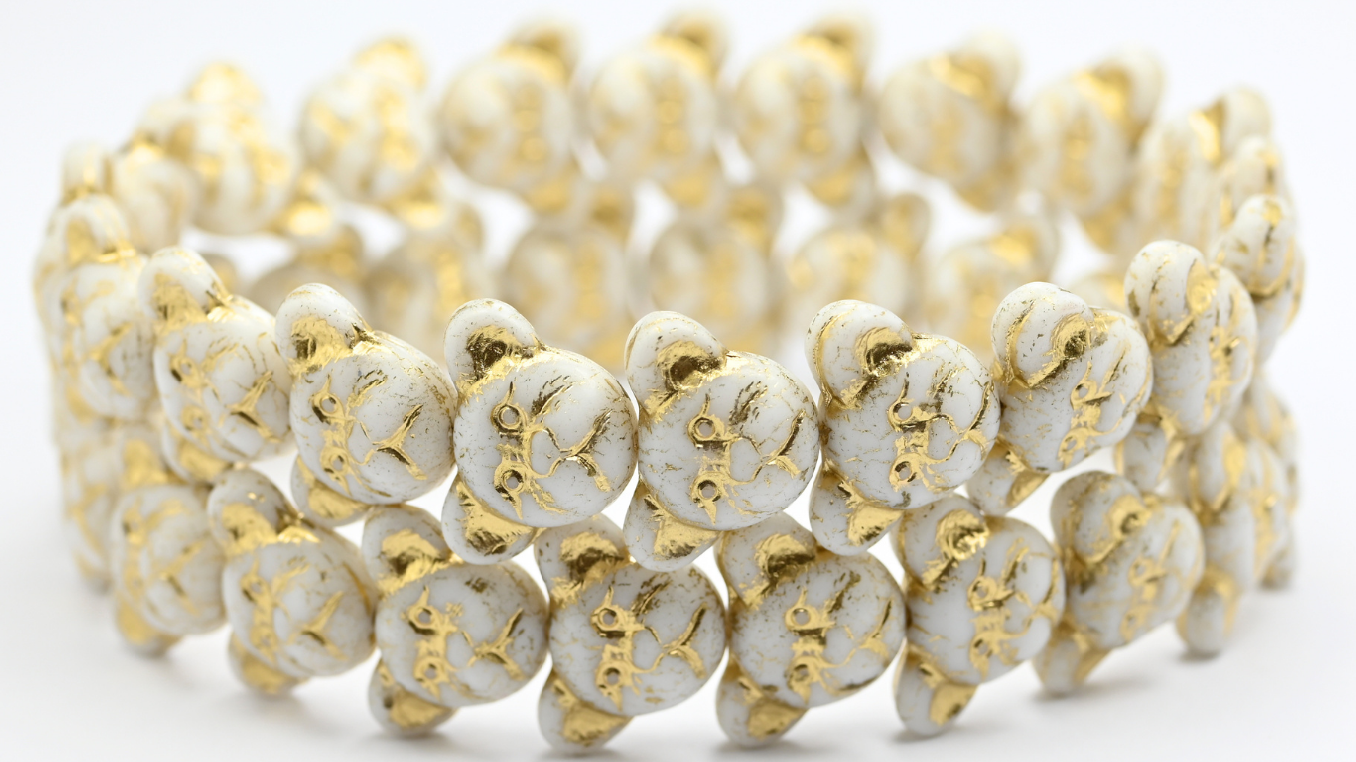 悲伤小熊口套珠，白金内衬 (02010-54202)，玻璃，捷克共和国 ~ STRANDED