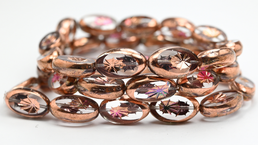 Table Cut Oval Beads With Rays, Crystal Vitex 2X (00030-VITEX-2X), Glass, Czech Republic ~ STRANDED