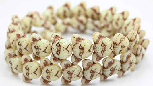 Sad Bear Muzzle Beads, Opal Yellow Bronze Lined (1419-81000-54317), Glass, Czech Republic ~ STRANDED