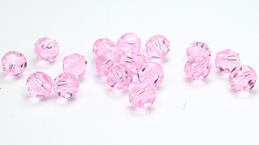 Special Machine Cut Faceted Fire Polished Round Beads By Preciosa, Pink Saphire (PINK-SAPHIRE), Glass, Czech Republic ~ STRANDED