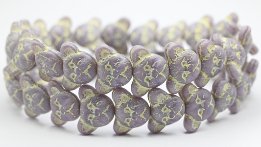 Sad Bear Muzzle Beads, 22000 Beige Lined (1419-22000-54311), Glass, Czech Republic ~ STRANDED