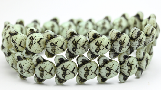 Sad Bear Muzzle Beads, Opal Yellow Black Lined (1419-81000-54313), Glass, Czech Republic ~ STRANDED