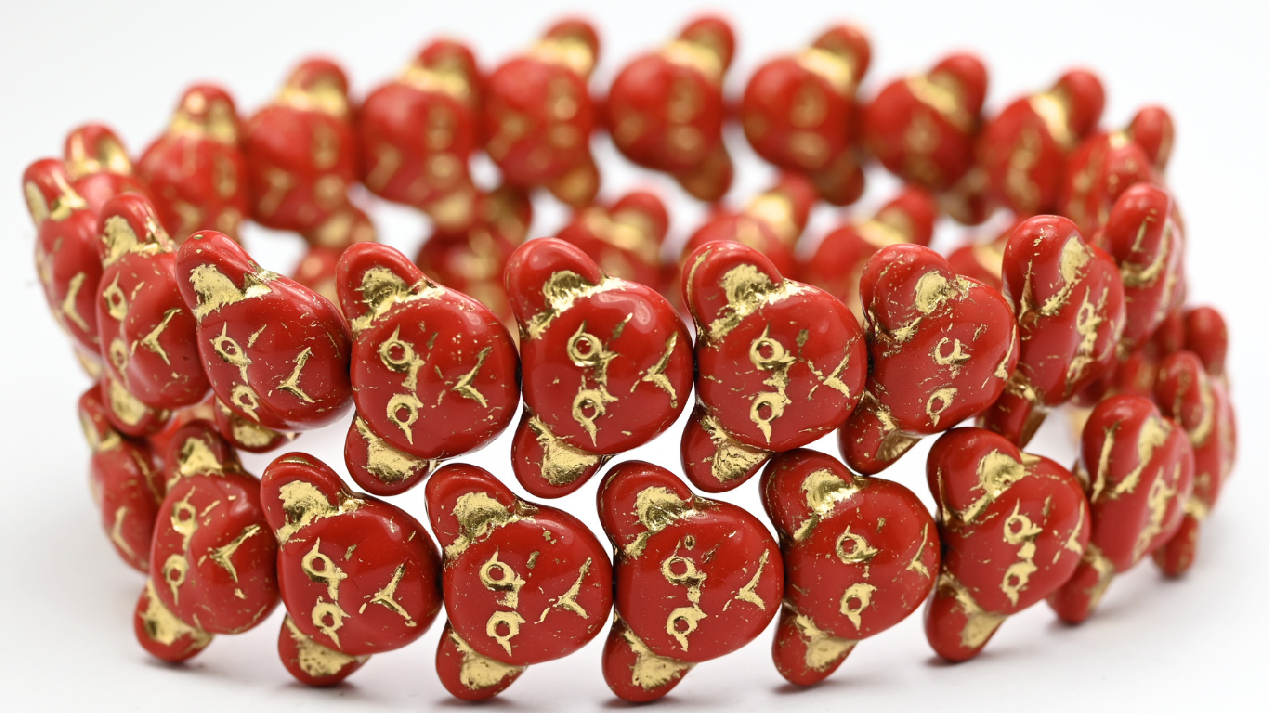 Sad Bear Muzzle Beads, 93500 Gold Lined (1419-93500-54202), Glass, Czech Republic ~ STRANDED