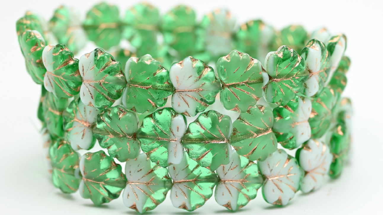 Maple Leaf Beads, 5060002010 Copper Lined (1311-5060002010-54200), Glass, Czech Republic ~ STRANDED