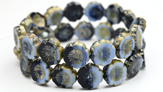 Table Cut Round Beads Hawaii Flowers, 330734010 Rembrandt Travertin (330734010-43500), Glass, Czech Republic ~ STRANDED