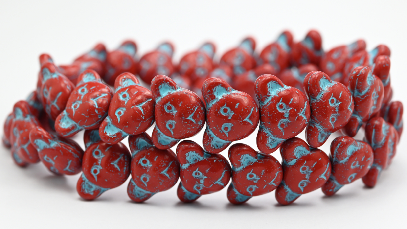 Sad Bear Muzzle Beads, 93500 Light Blue Lined (1419-93500-54308), Glass, Czech Republic ~ STRANDED
