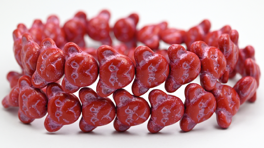 Sad Bear Muzzle Beads, 93500 Pink Lined (1419-93500-54321), Glass, Czech Republic ~ STRANDED