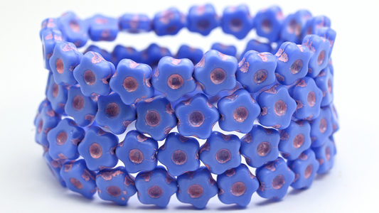 Simple Flower Pressed Glass Beads, 34010 47570 (11-34010-47570), Glass, Czech Republic ~ STRANDED
