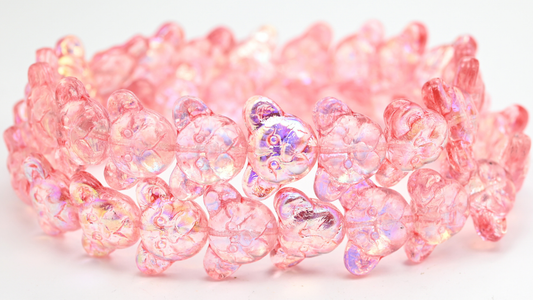 Sad Bear Muzzle Beads, Crystal Light Pink Ab (1419-00030-34304-AB), Glass, Czech Republic ~ STRANDED