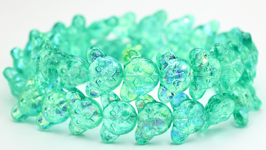 Sad Bear Muzzle Beads, Crystal Light Turquoise Ab (1419-00030-34309-AB), Glass, Czech Republic ~ STRANDED