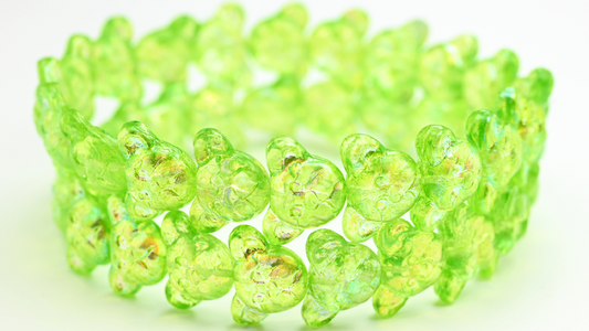 Sad Bear Muzzle Beads, Crystal Light Green Ab (1419-00030-34310-AB), Glass, Czech Republic ~ STRANDED