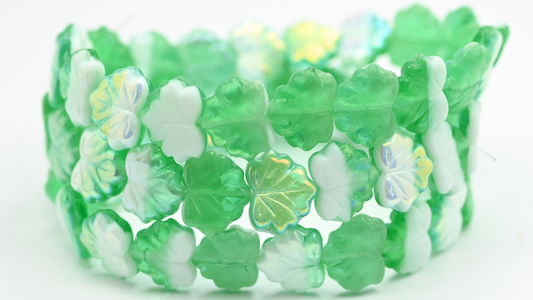 Maple Leaf Beads, 5060002010 Ab (1311-5060002010-AB), Glass, Czech Republic ~ STRANDED