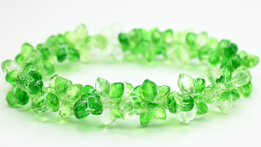 Simple Butterfly Pressed Glass Beads, Mixed Crystal Green 43801 (57008-43801), Glass, Czech Republic ~ STRANDED