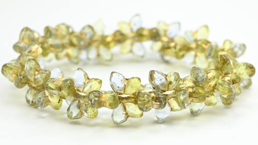 Simple Butterfly Pressed Glass Beads, Transparent Yellow Transparent Blue Gold Lined (80130-30000-54202), Glass, Czech Republic ~ STRANDED