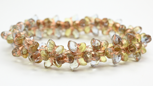 Simple Butterfly Pressed Glass Beads, Transparent Yellow Transparent Blue Copper Lined (80130-30000-54200), Glass, Czech Republic ~ STRANDED