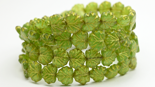 Maple Leaf Beads, Opal Green Travertin 54320 (1311-51010-86-54320), Glass, Czech Republic ~ STRANDED