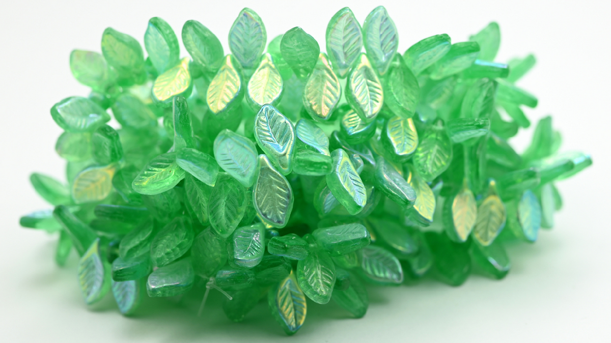 Elm Leaf Pressed Glass Beads, 50600 Ab (126-50600-AB), Glass, Czech Republic ~ STRANDED