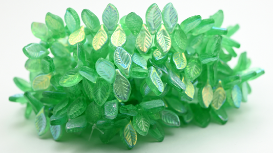 Elm Leaf Pressed Glass Beads, 50600 Ab (126-50600-AB), Glass, Czech Republic ~ STRANDED