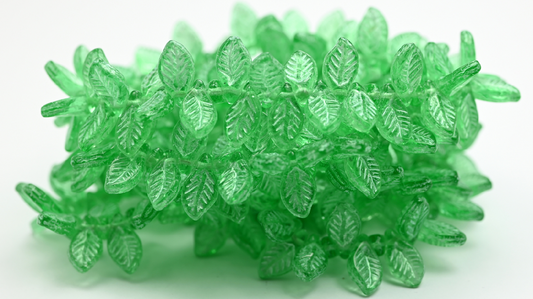 Elm Leaf Pressed Glass Beads, 50600 43801 (126-50600-43801), Glass, Czech Republic ~ STRANDED
