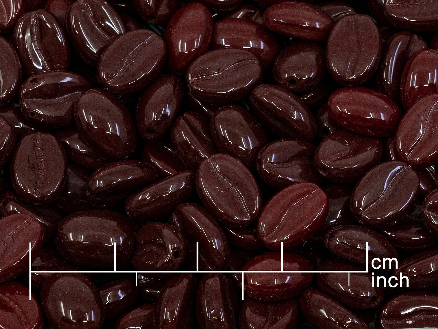 OUTLET 10 grams Coffee Bean Beads, 11 x 8 mm, Brown Red (brown-red), Glass, Czech Republic