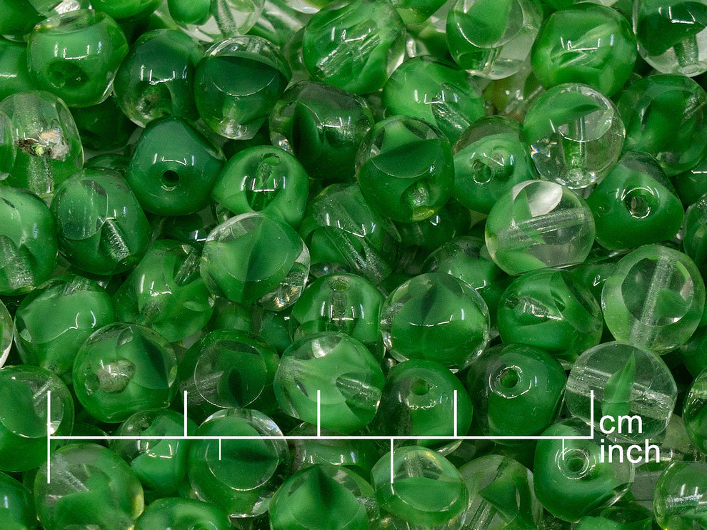 OUTLET 10 grams Round 3-cut Faceted Fire Polished Beads, 8 x 8 mm, Opaque Green (56018), Glass, Czech Republic