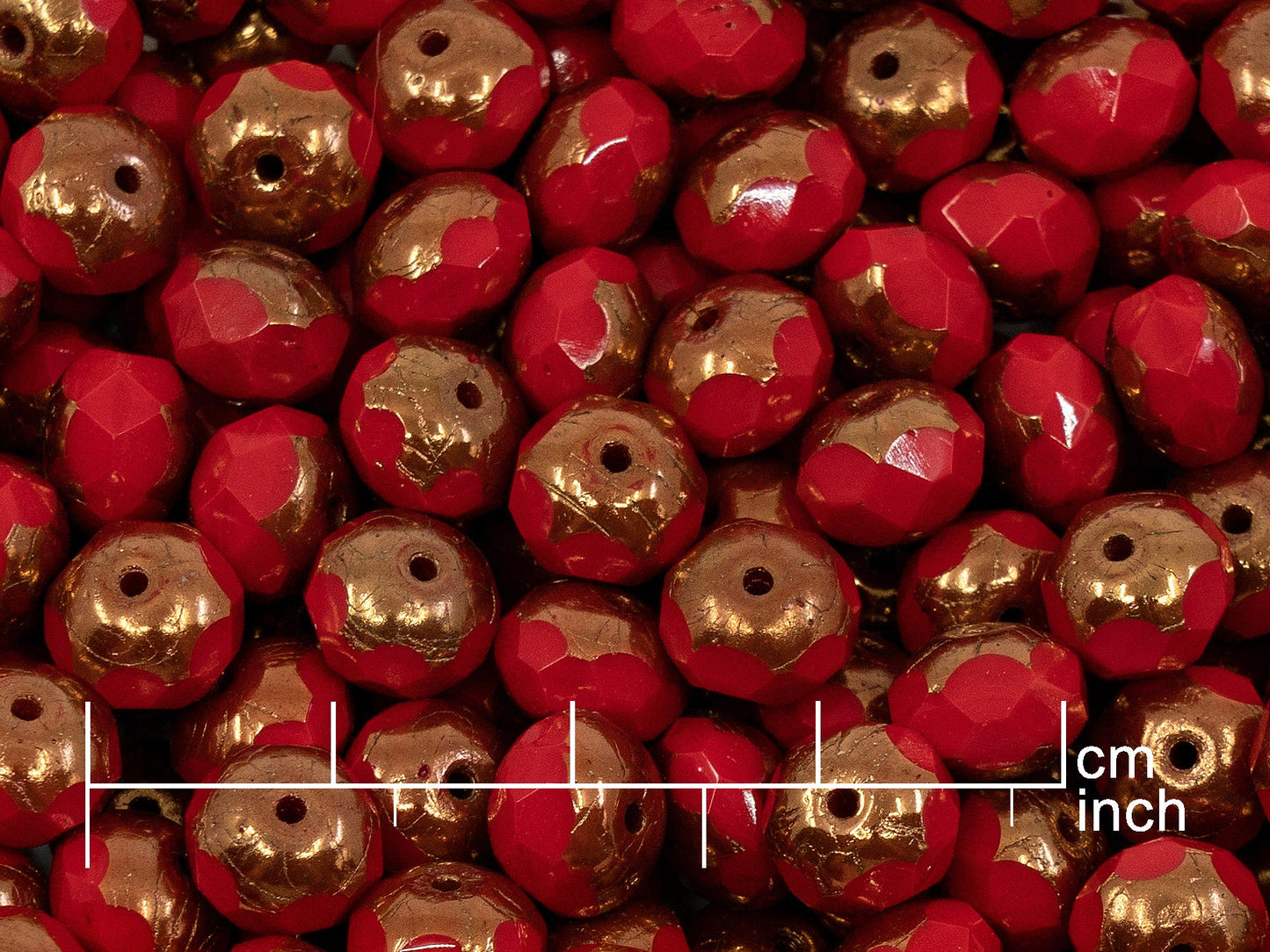OUTLET 10 grams Faceted Rondelle Fire Polished Beads, 10300 x  mm, 90 Opaque Red Bronze (090-93200-14415), Glass, Czech Republic