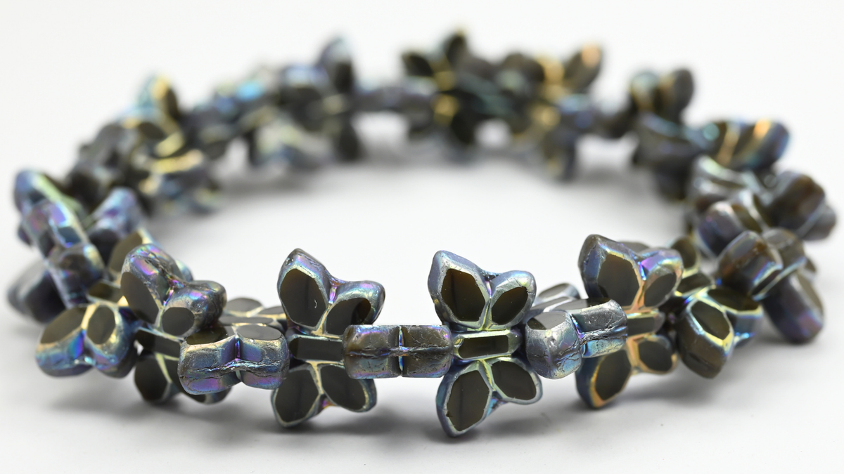 Table Cut Butterfly Beads, Mix Brown Crystal Ab 2X (16617-AB-2X), Glass, Czech Republic ~ STRANDED