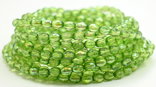 Olive Oval Beads, Crystal 34323 Ab (75-00030-34323-AB), Glass, Czech Republic ~ STRANDED