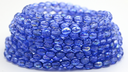 Olive Oval Beads, Crystal 34321 Ab (75-00030-34321-AB), Glass, Czech Republic ~ STRANDED