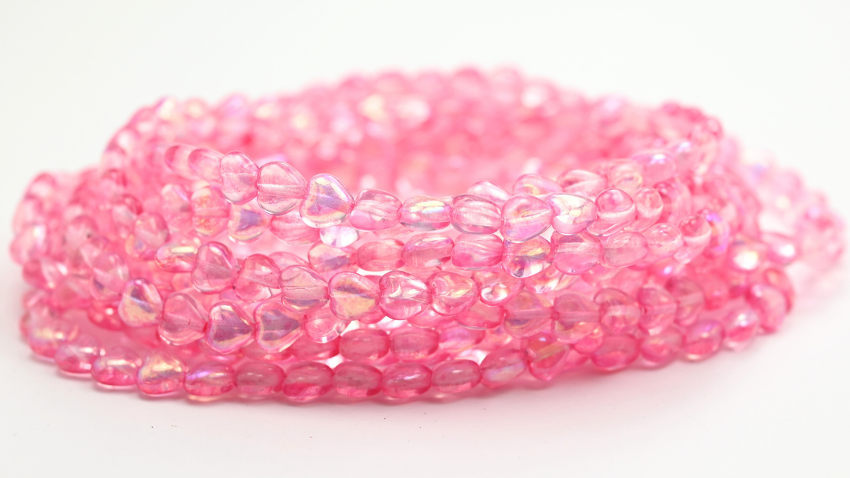 Heart Beads, Crystal 34316 Ab (6-00030-34316-AB), Glass, Czech Republic ~ STRANDED