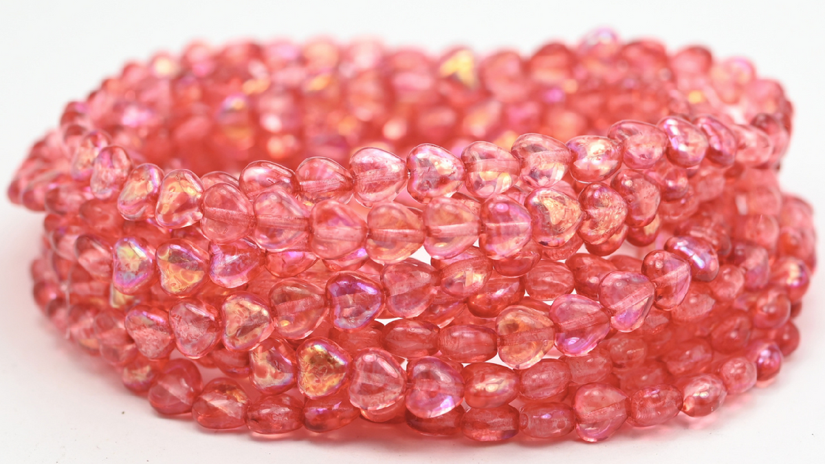 Heart Beads, Crystal 34317 Ab (6-00030-34317-AB), Glass, Czech Republic ~ STRANDED