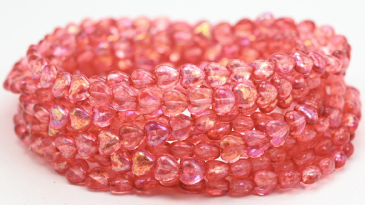 Heart Beads, Crystal 34317 Ab (6-00030-34317-AB), Glass, Czech Republic ~ STRANDED