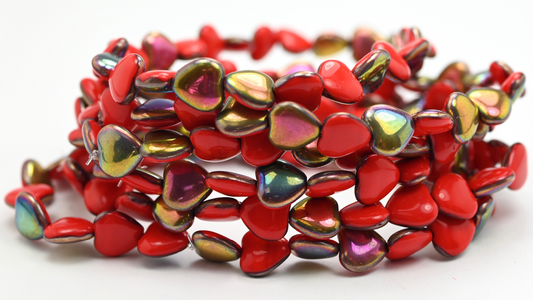 Heart Beads, Opaque Red Vitex (10-93200-VITEX), Glass, Czech Republic ~ STRANDED