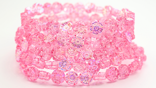 Hawaii Flower Beads, Crystal 34316 Ab (10-00030-34316-AB), Glass, Czech Republic ~ STRANDED