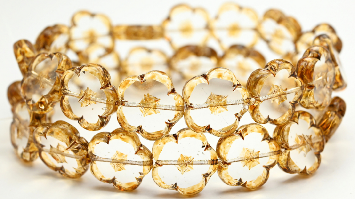 Table Cut Flower Beads, Crystal 34326 (00030-34326), Glass, Czech Republic ~ STRANDED