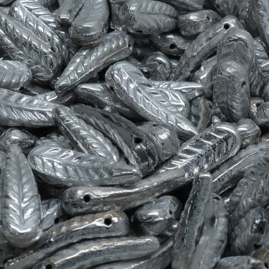 OUTLET 10 grams Bird Feather Beads, 5 x 17 mm, Black 27003 (23980-27003), Glass, Czech Republic