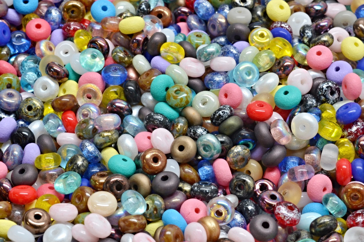 Rondelle Druck Beads, 1 Mixed Colors (00001-mix), Glass, Czech Republic