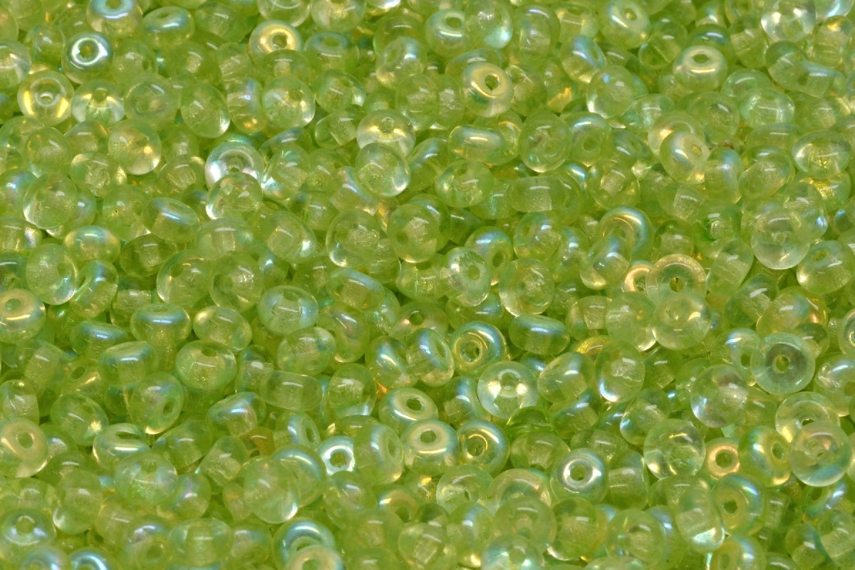 OUTLET 10 grams Rondelle Druck Beads, 2.5 x 4 mm, Crystal Ab Light Green (00030-28701-34310), Glass, Czech Republic