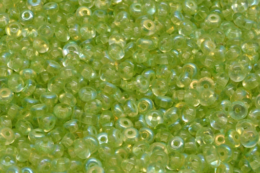 OUTLET 10 grams Rondelle Druck Beads, 2.5 x 4 mm, Crystal Ab Light Green (00030-28701-34310), Glass, Czech Republic