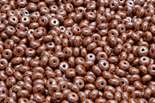 Rondelle Druck Beads, Opaque Brown Hematite (13600-14400), Glass, Czech Republic