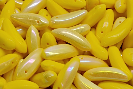 Banana Beads, Bright Yellow Ab (83130-28701), Glass, Czech Republic