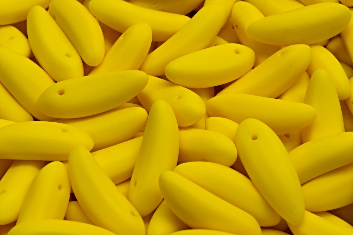 Banana Beads, Bright Yellow Matte (83130-84100), Glass, Czech Republic