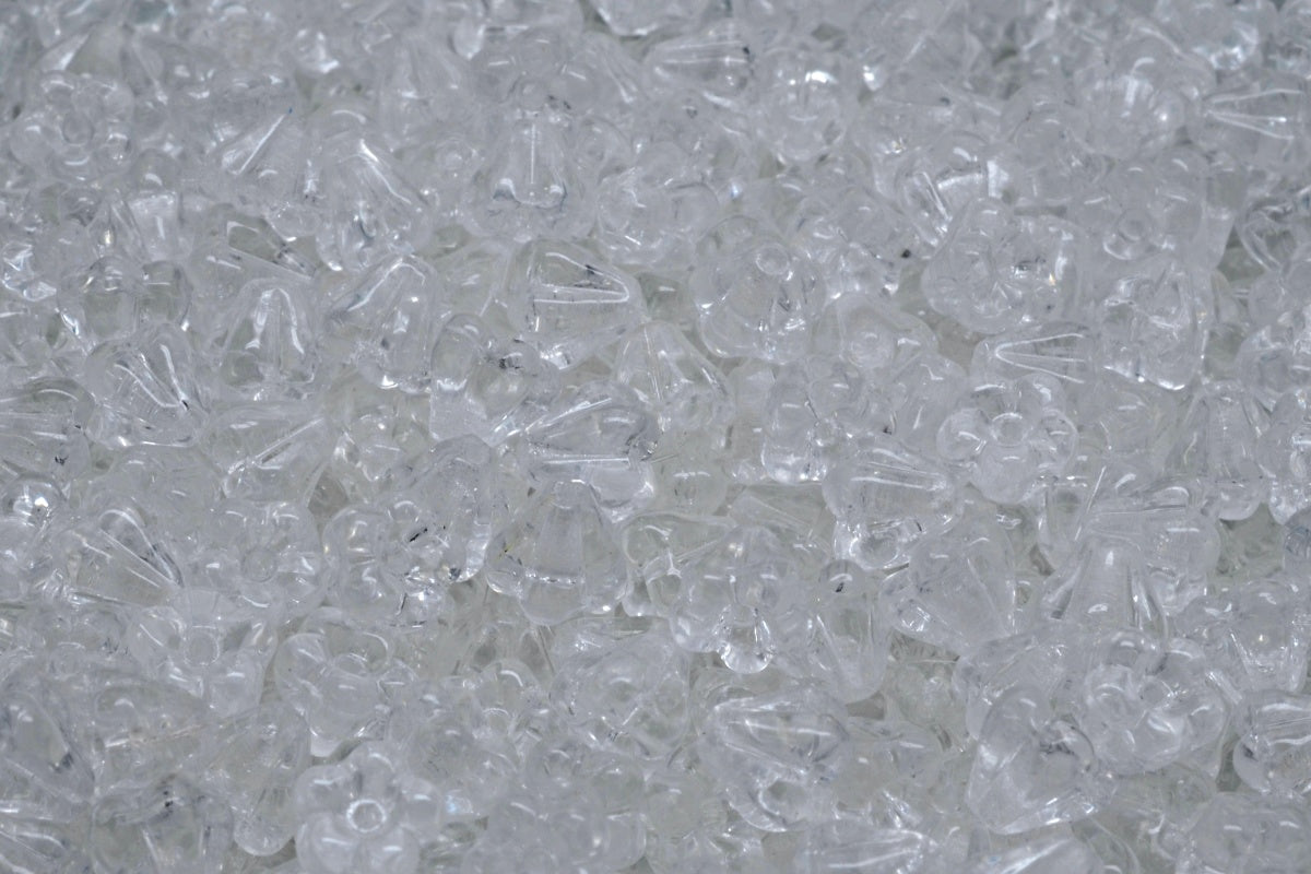 Bell Flower Beads, Crystal (00030), Glass, Czech Republic